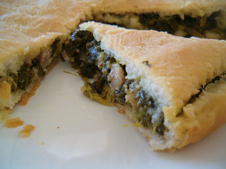 La focaccia con cime di rapa